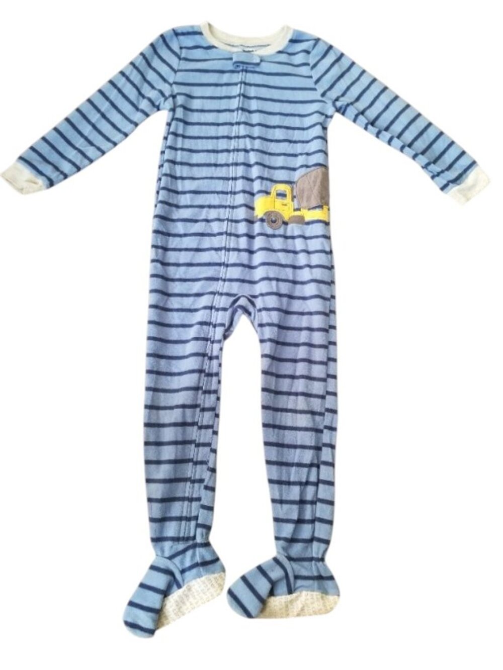 CARTER'S Blue Striped CEMENT TRUCK Fleece Blanket Sleeper Boys 5 5T